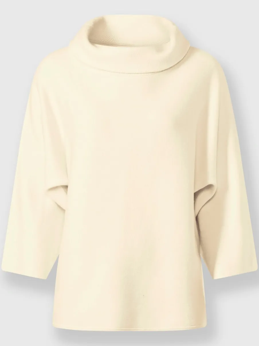 Pull avec col à revers et manches 3/4 en maille douce