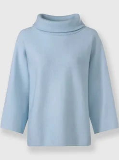 Pull avec col à revers et manches 3/4 en maille douce