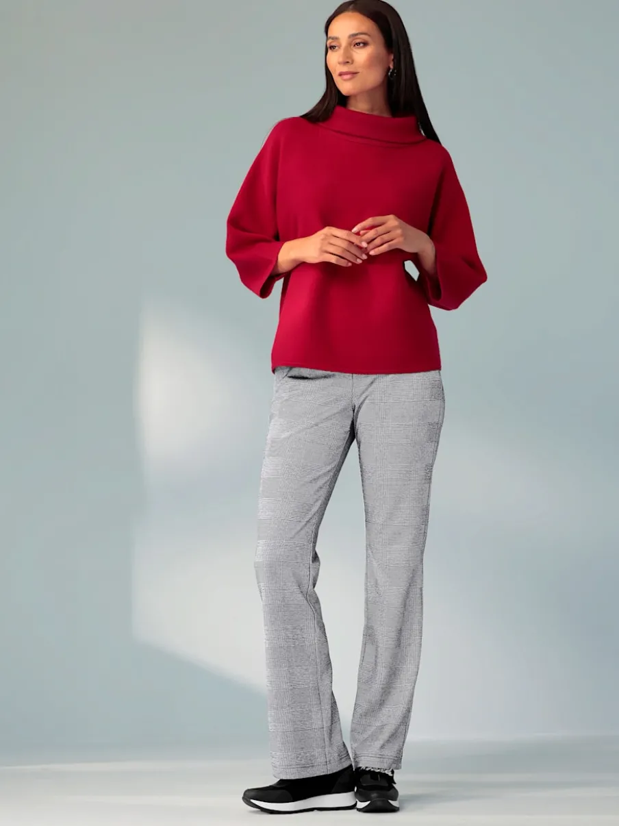Pull avec col à revers et manches 3/4 en maille douce