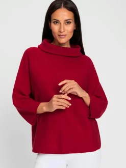 Pull avec col à revers et manches 3/4 en maille douce
