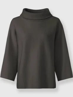 Pull avec col à revers et manches 3/4 en maille douce