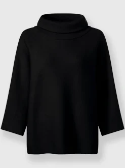 Pull avec col à revers et manches 3/4 en maille douce