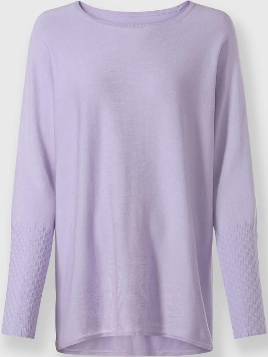 Pull avec col rond et manches chauve-souris en tricot doux