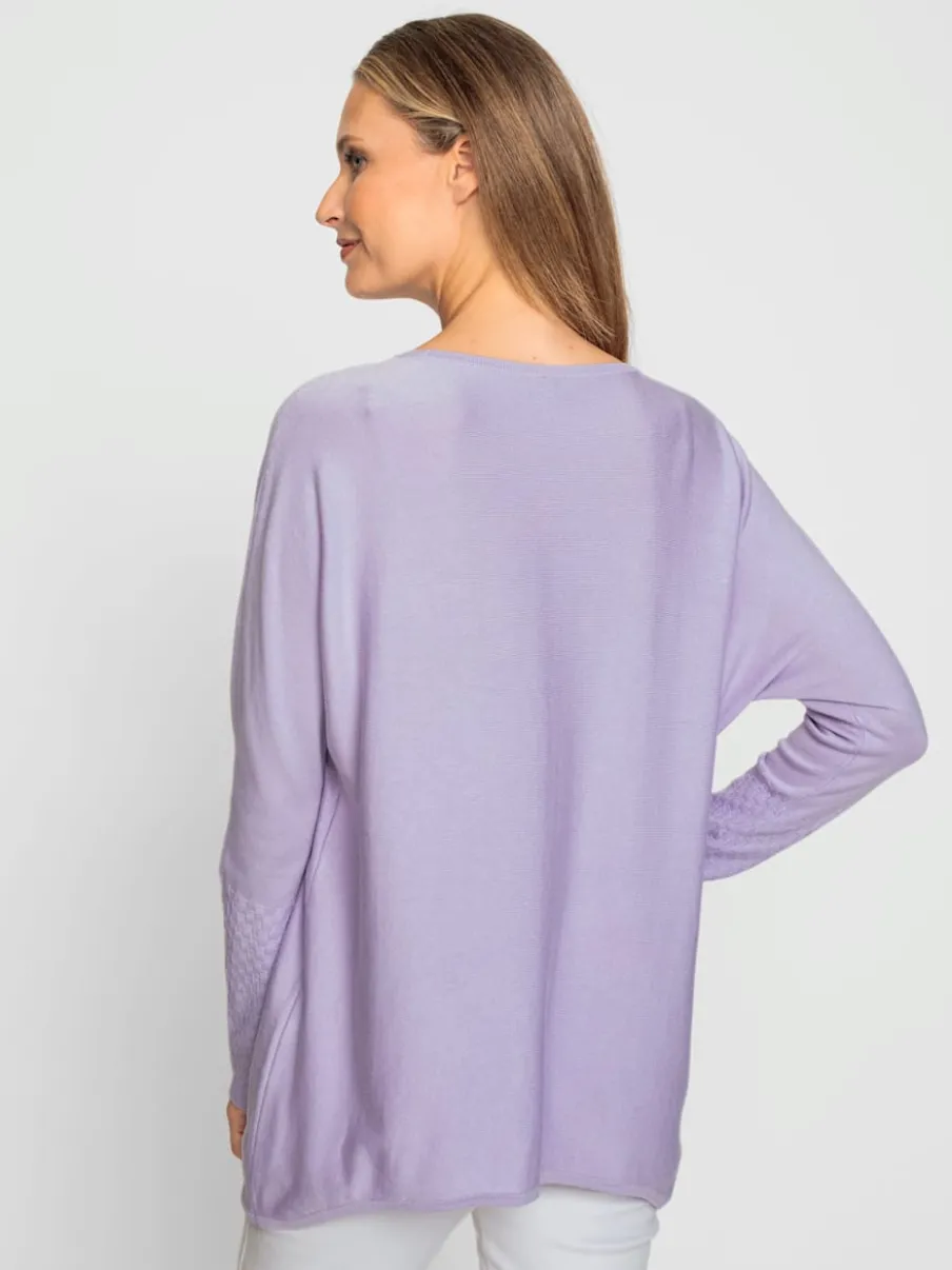 Pull avec col rond et manches chauve-souris en tricot doux