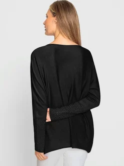 Pull avec col rond et manches chauve-souris en tricot doux
