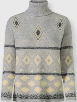 Pull avec col roulé et manches longues à motif intarsia