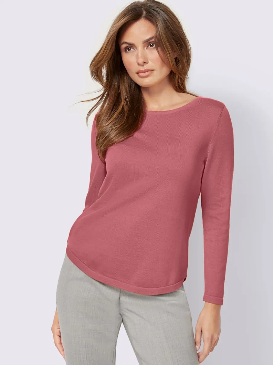 Pull basique avec col en U et manches longues