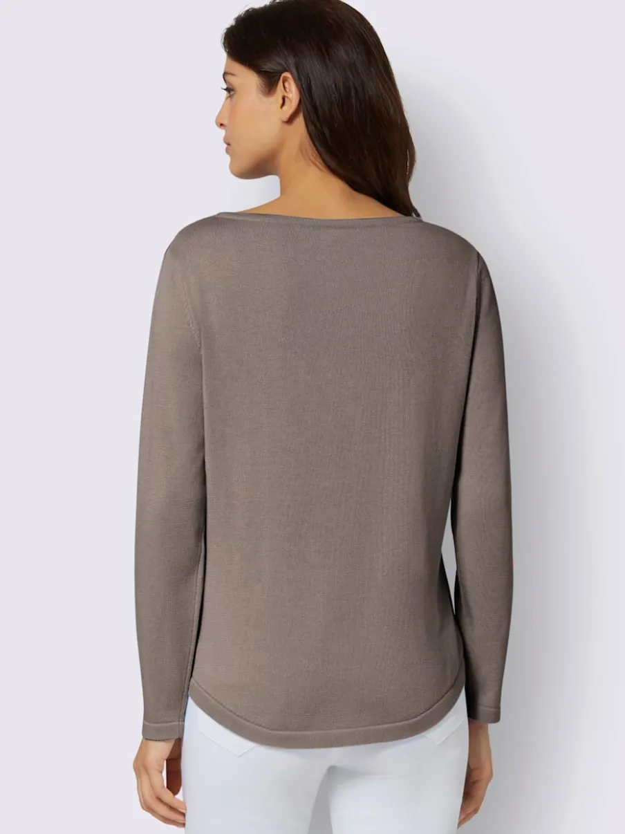 Pull basique avec col en U et manches longues