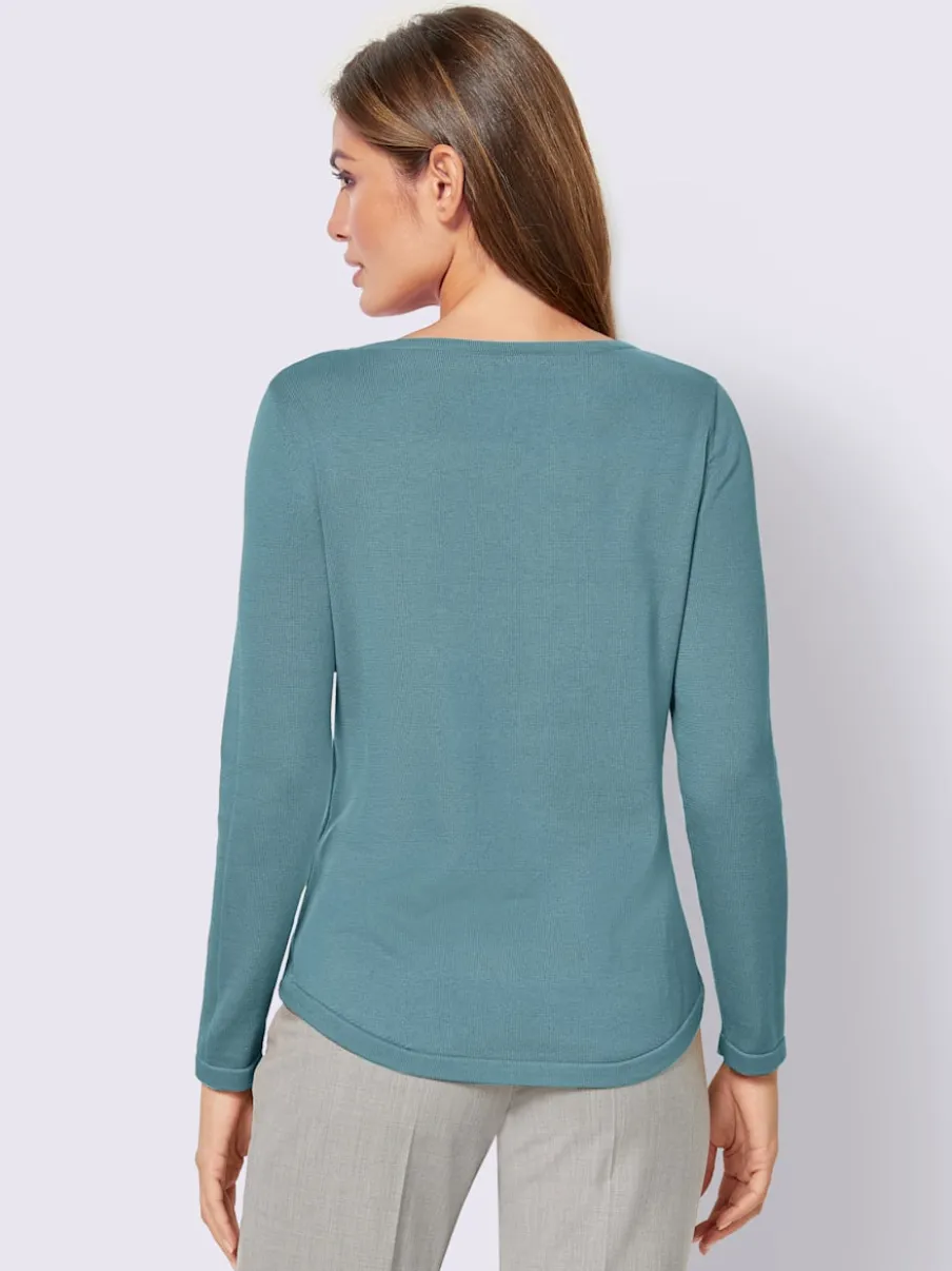 Pull basique avec col en U et manches longues