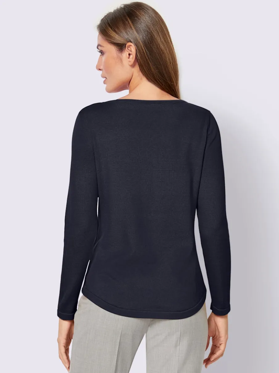 Pull basique avec col en U et manches longues