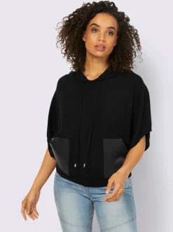 Pull à capuche avec poches plaquées et bords-côtes