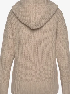 Pull à capuche en grosse maille douce avec larges bords-côtes et capuche à coulisse