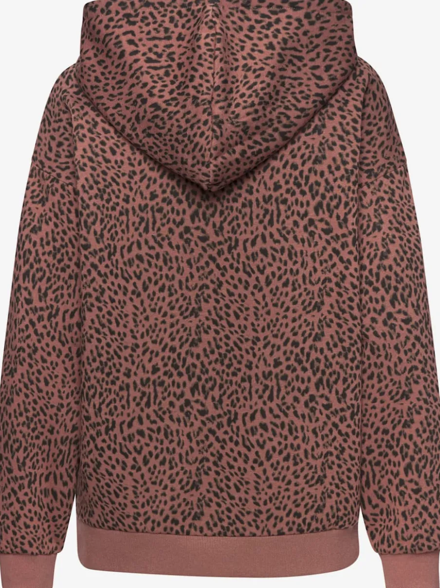 Pull à capuche imprimé motif léopard confort bords-côtes