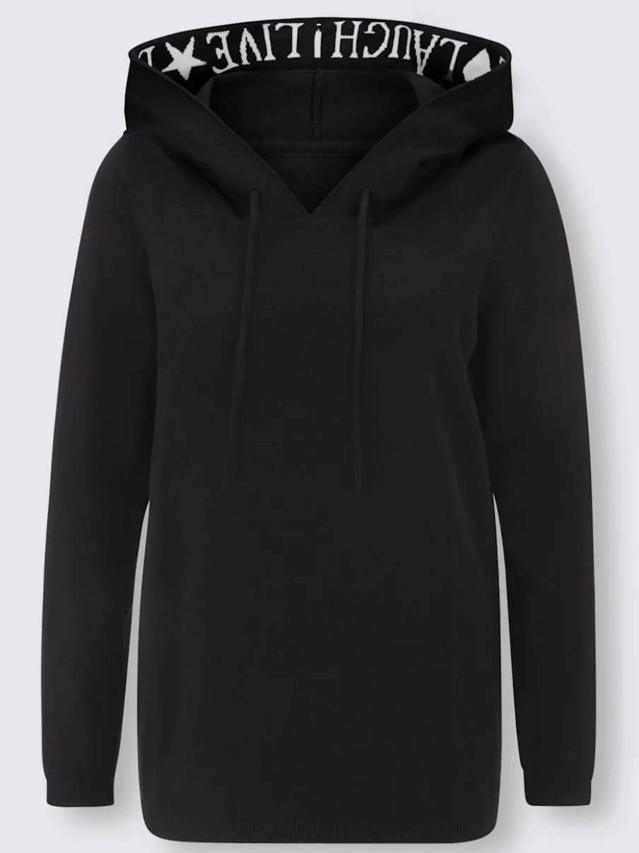 Pull à capuche manches longues avec inscription motif cœur étoile