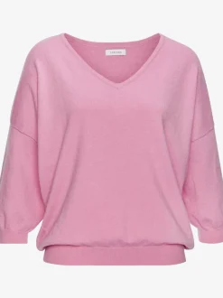 Pull chauve-souris avec encolure V et manches 3/4 en tricot doux
