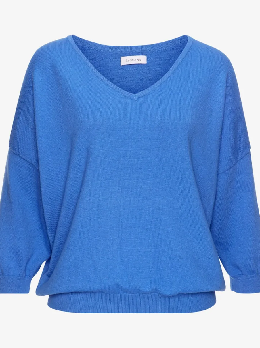 Pull chauve-souris avec encolure V et manches 3/4 en tricot doux