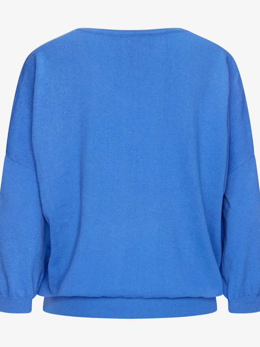 Pull chauve-souris avec encolure V et manches 3/4 en tricot doux