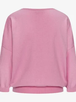 Pull chauve-souris avec encolure V et manches 3/4 en tricot doux