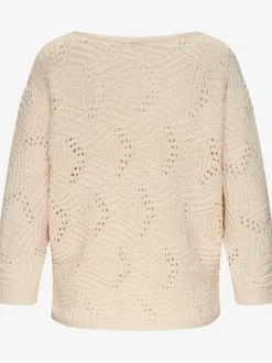 Pull chauve-souris encolure en U manches 3/4 tricoté