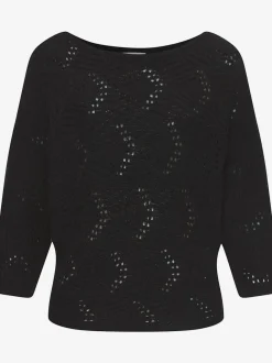 Pull chauve-souris encolure en U manches 3/4 tricoté