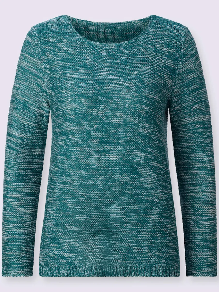 Pull chiné à col rond et manches longues féminines