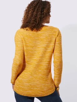Pull chiné à col rond et manches longues féminines