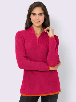 Pull à col camionneur en tricot côtelé avec manches longues