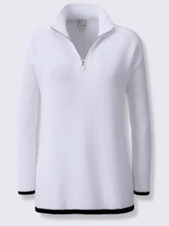 Pull à col camionneur en tricot côtelé avec manches longues