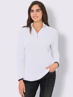 Pull à col camionneur en tricot côtelé avec manches longues