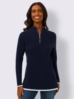 Pull à col camionneur en tricot côtelé avec manches longues