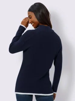 Pull à col camionneur en tricot côtelé avec manches longues