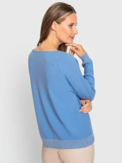 Pull à col large avec manches longues et motifs jacquard brillants