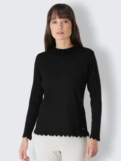 Pull à col montant avec finitions ondulées et motif animal