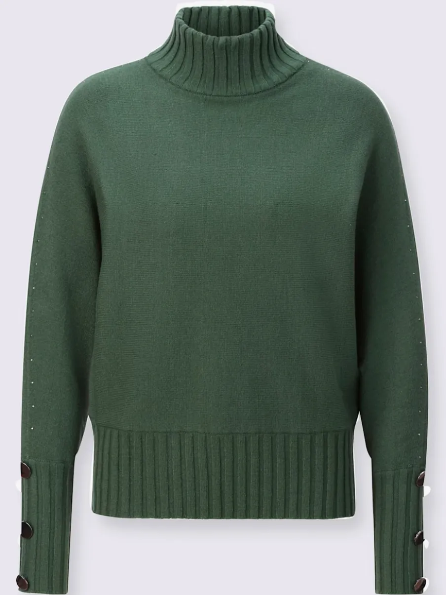 Pull à col montant avec manches chauve-souris et ornements