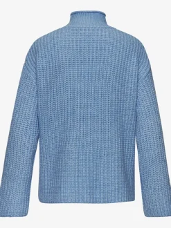 Pull à col montant avec manches longues en tricot chiné