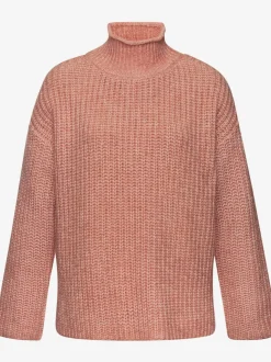 Pull à col montant avec manches longues en tricot chiné