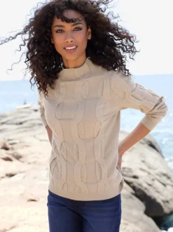Pull col montant avec motif torsadé en viscose douce et chaude
