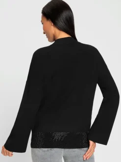 Pull à col montant avec petites pierres brillantes décoratives