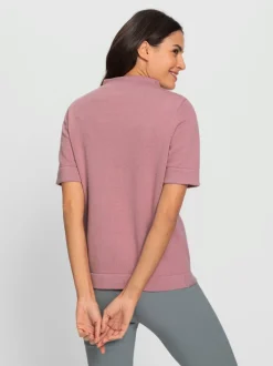 Pull à col montant coton manches mi-longues finition lisse