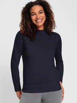 Pull à col montant en tricot fin doux côtelé