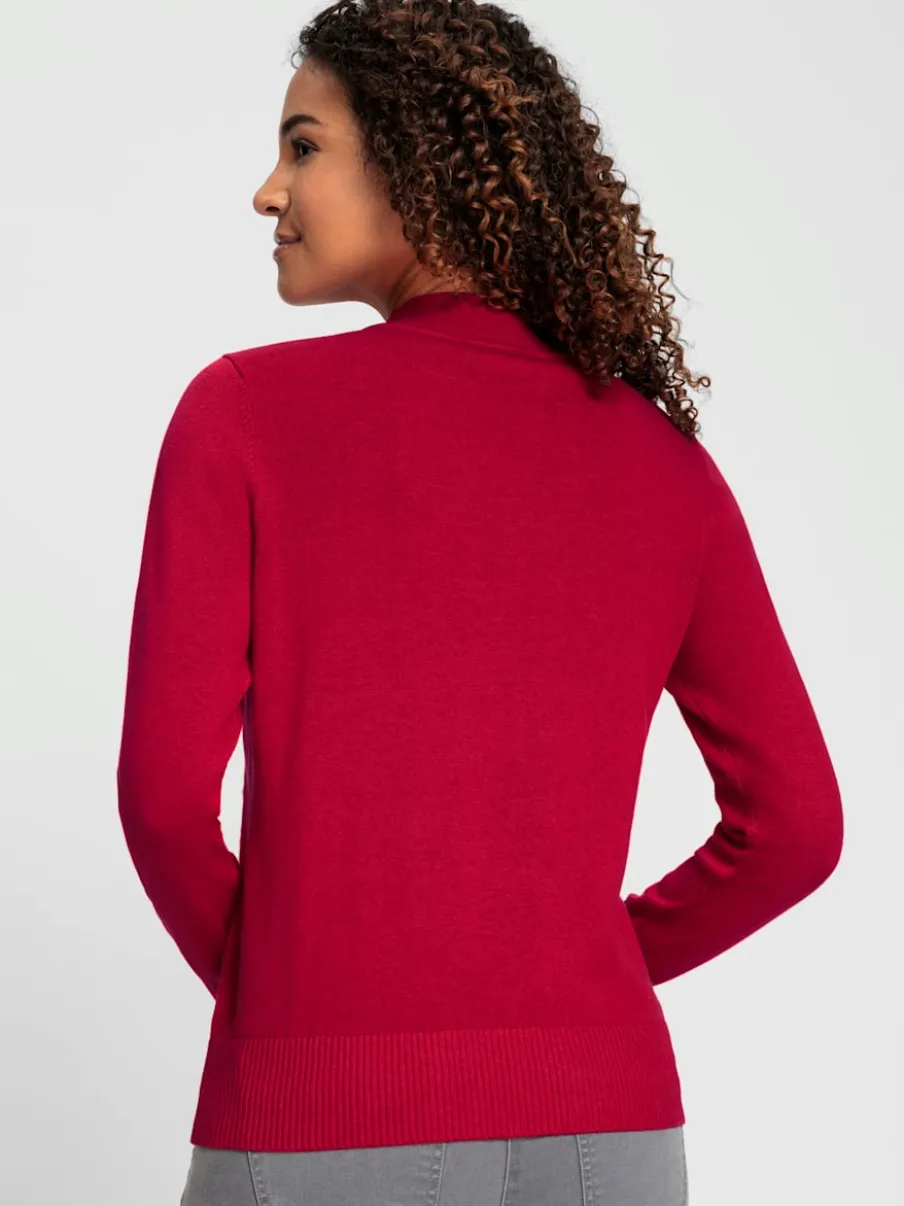 Pull à col montant en tricot fin doux côtelé