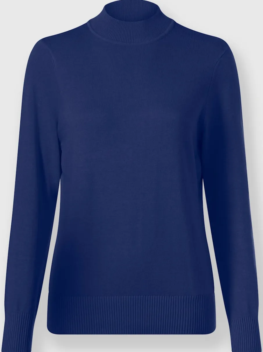 Pull à col montant en tricot fin doux côtelé