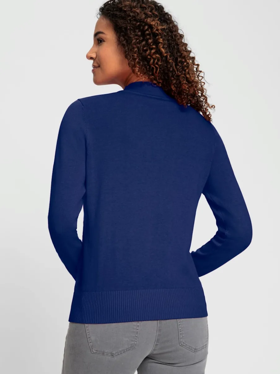 Pull à col montant en tricot fin doux côtelé