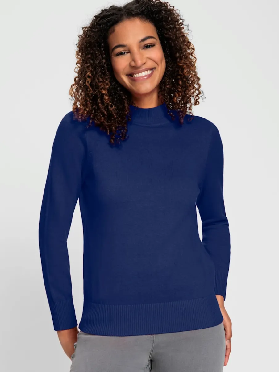 Pull à col montant en tricot fin doux côtelé