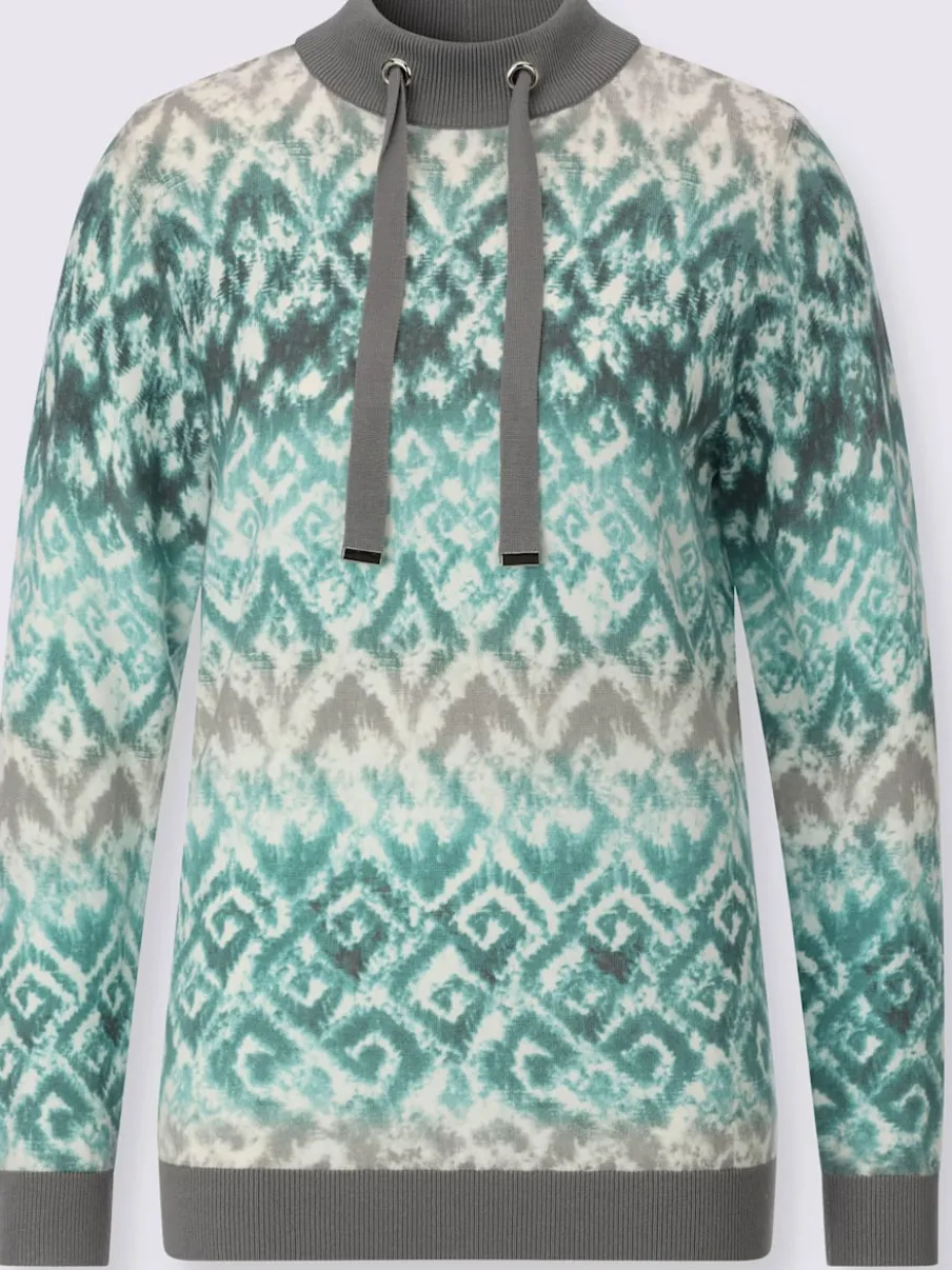 Pull à col montant en viscose avec motif abstrait et manches longues