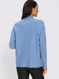 Pull à col montant en viscose doux à manches longues avec détails brillants