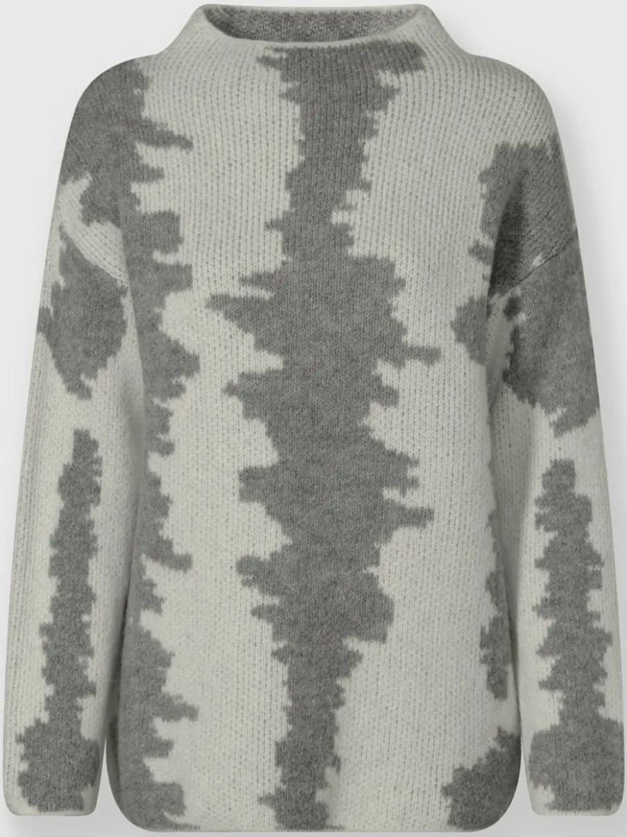 Pull à col montant motif jacquard tendance