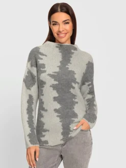Pull à col montant motif jacquard tendance