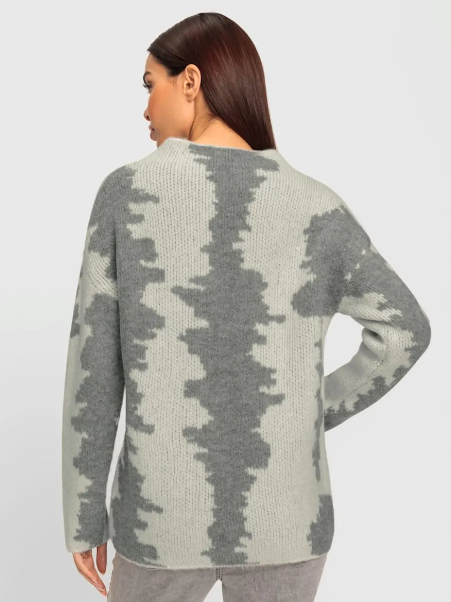Pull à col montant motif jacquard tendance