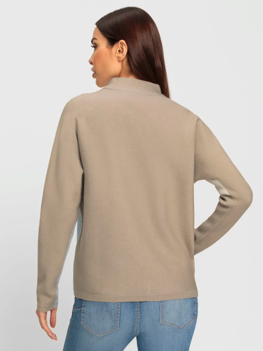 Pull à col montant à motifs color block avec manches longues